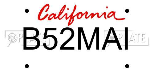 B52MAI California License Plate