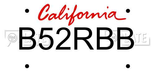 B52RBB California License Plate