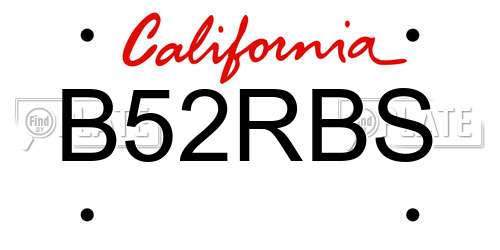 B52RBS California License Plate