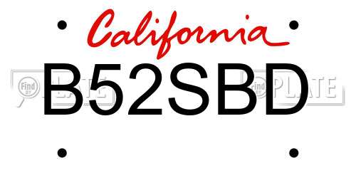 B52SBD California License Plate