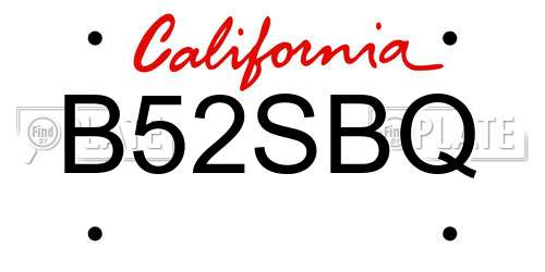 B52SBQ California License Plate