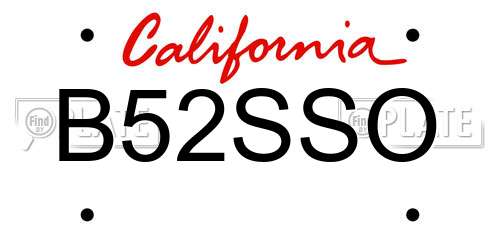 B52SSO California License Plate