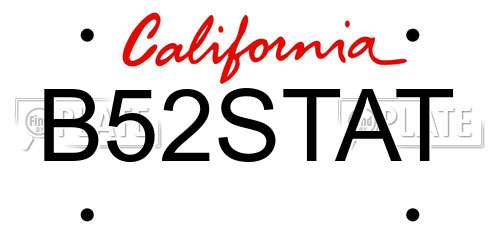 B52STAT California License Plate