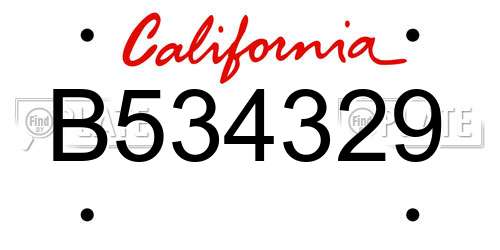 B534329 California License Plate