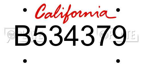 B534379 California License Plate