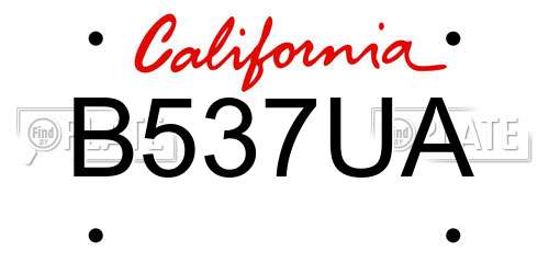 B537UA California License Plate