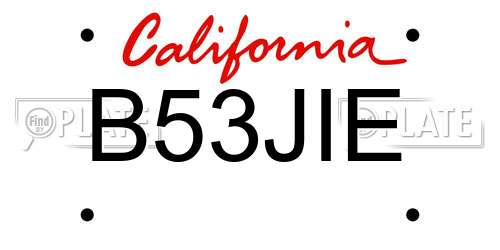 B53JIE California License Plate