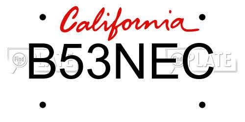 B53NEC California License Plate