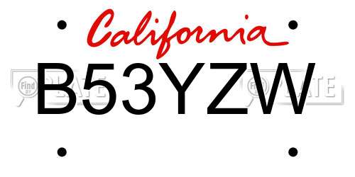 B53YZW California License Plate