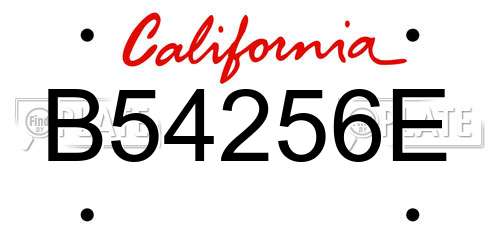 B54256E California License Plate