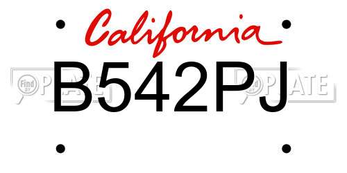 B542PJ California License Plate