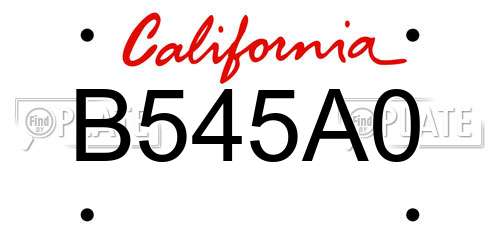 B545A0 California License Plate