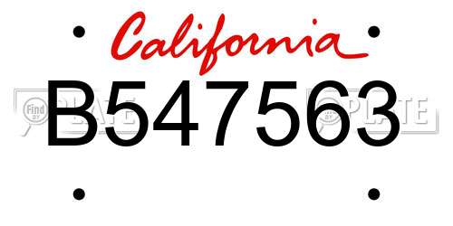 B547563 California License Plate