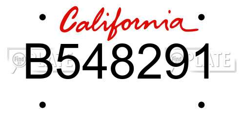 B548291 California License Plate