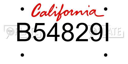 B54829I California License Plate