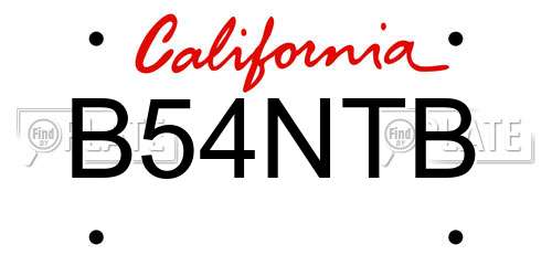 B54NTB California License Plate
