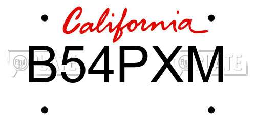 B54PXM California License Plate