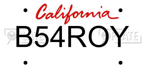 B54ROY California License Plate