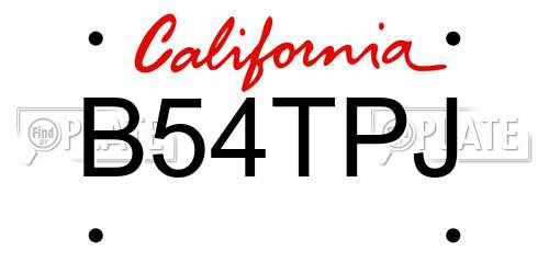 B54TPJ California License Plate