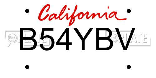 B54YBV California License Plate
