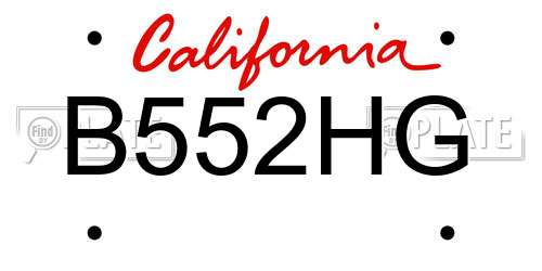 B552HG California License Plate