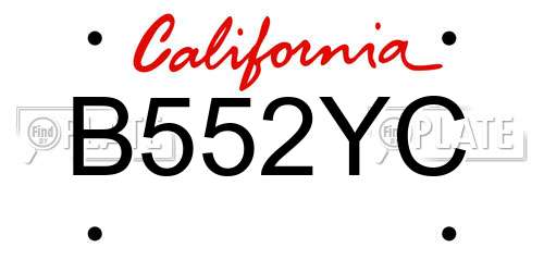 B552YC California License Plate
