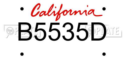 B5535D California License Plate