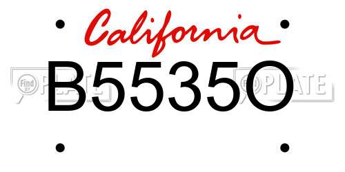 B5535O California License Plate