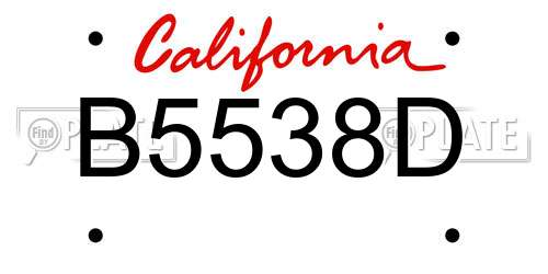 B5538D California License Plate