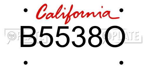 B5538O California License Plate