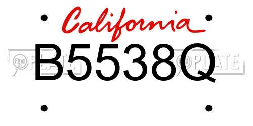 B5538Q California License Plate