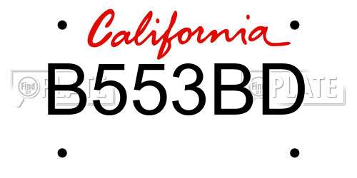 B553BD California License Plate