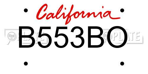 B553BO California License Plate