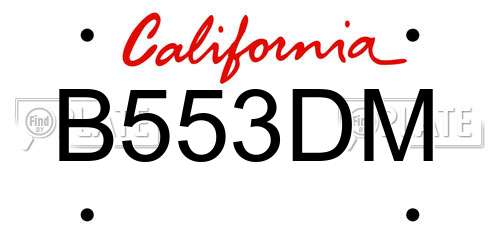 B553DM California License Plate