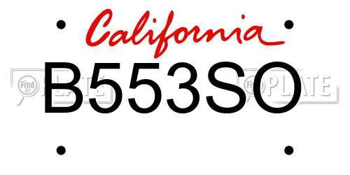 B553SO California License Plate