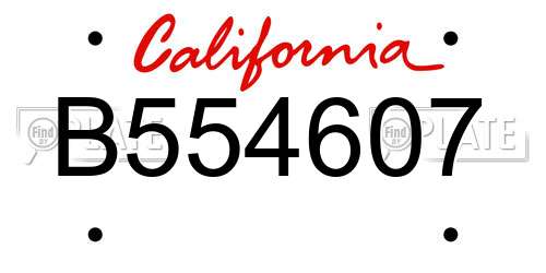 B554607 California License Plate