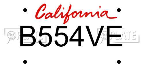 B554VE California License Plate