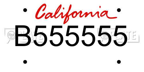 B555555 California License Plate