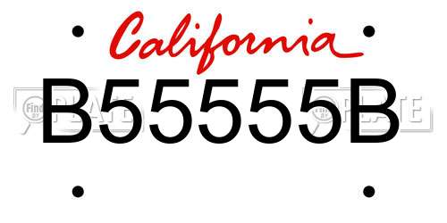 B55555B California License Plate