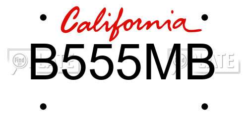 B555MB California License Plate