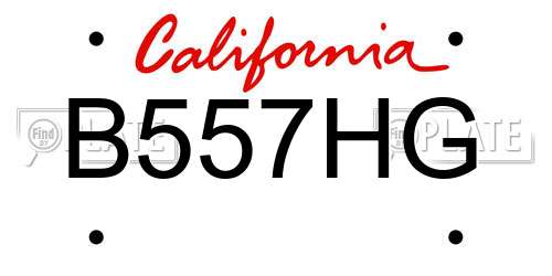 B557HG California License Plate