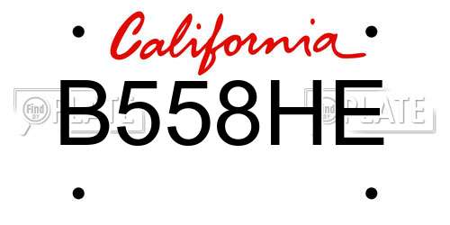 B558HE California License Plate