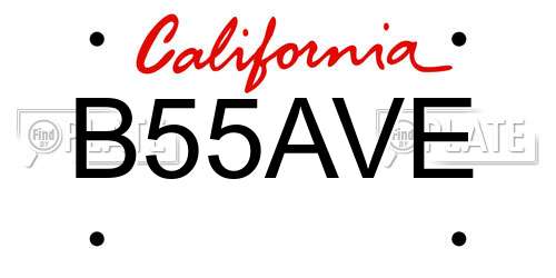 B55AVE California License Plate