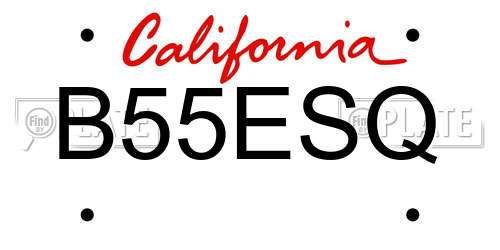 B55ESQ California License Plate