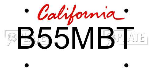 B55MBT California License Plate