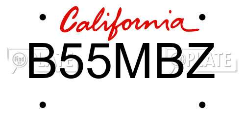 B55MBZ California License Plate