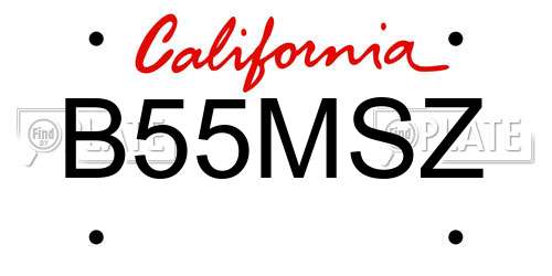 B55MSZ California License Plate
