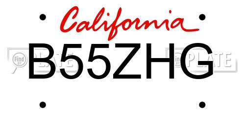 B55ZHG California License Plate