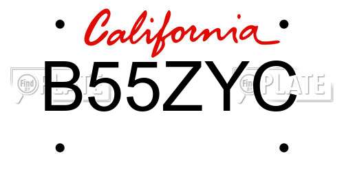 B55ZYC California License Plate