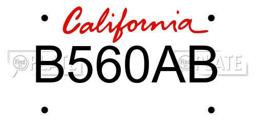 B560AB California License Plate